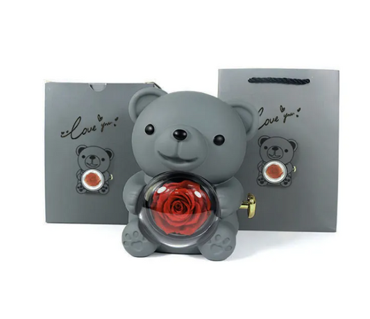 Luxury Rose Bear Jewelry Gift Box – Romantic Necklace & Ring Storage Case