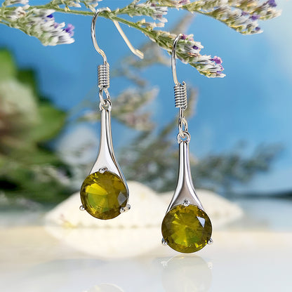 Olive Green Crystal Teardrop Earrings