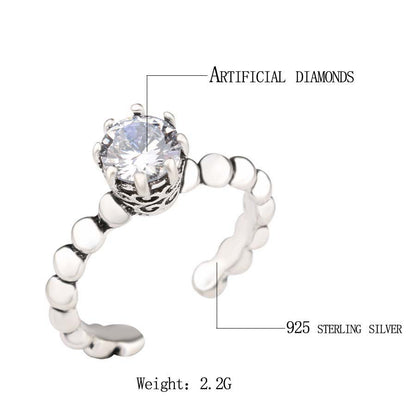 Luxury Silver Crystal Statement Ring