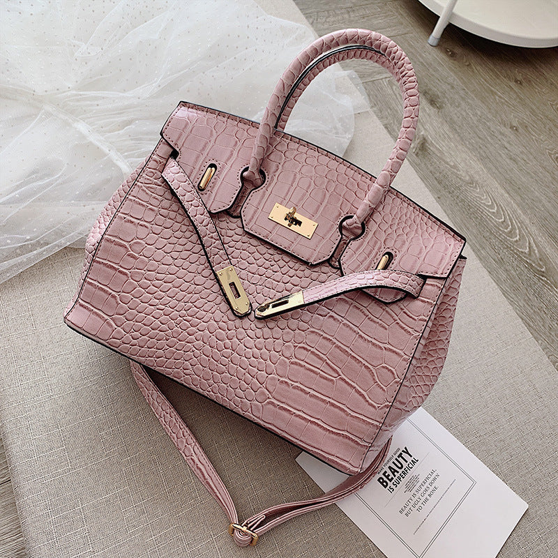 Luxury Crocodile Pattern Tote Bag – Elegant Platinum Women’s Handbag
