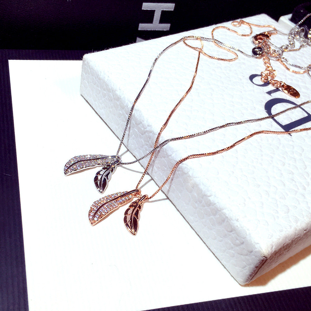 Luxury Korean Leaf Pendant Necklace for Women