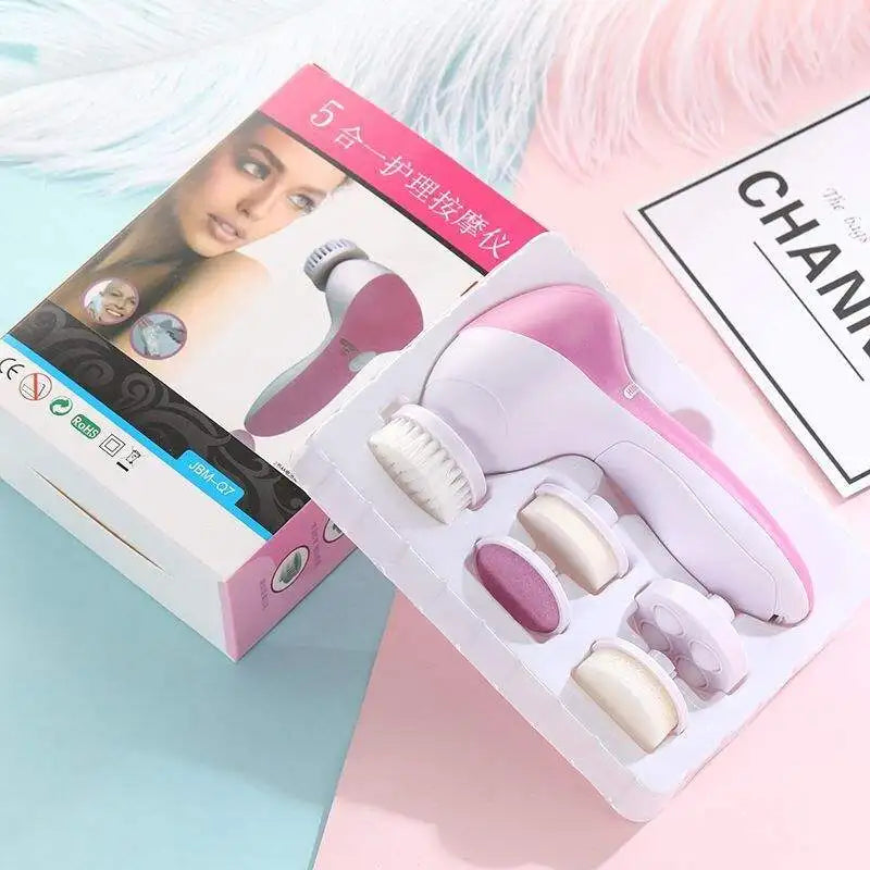 5-in-1 Electric Facial Cleansing Brush – Deep Clean Face Spa Massager