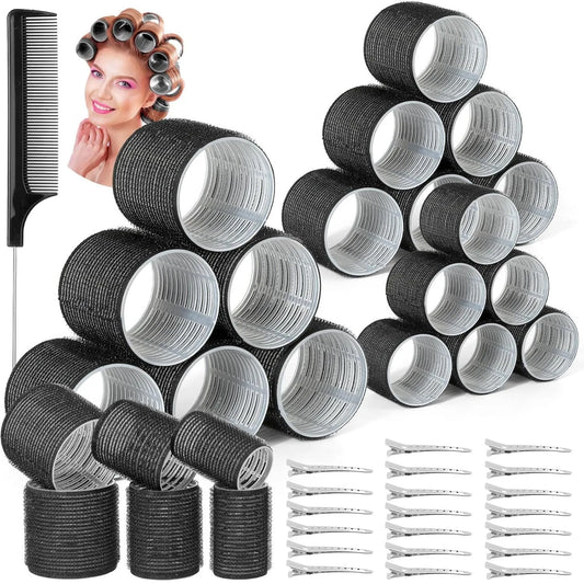 Self Grip Hair Curling Rollers Set – DIY Volume & Bangs Curler Kit