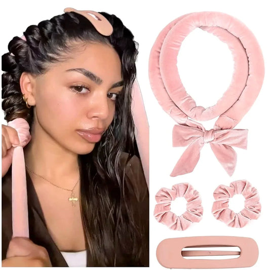 Heatless Curling Rod Headband – Soft Overnight Hair Curler Set