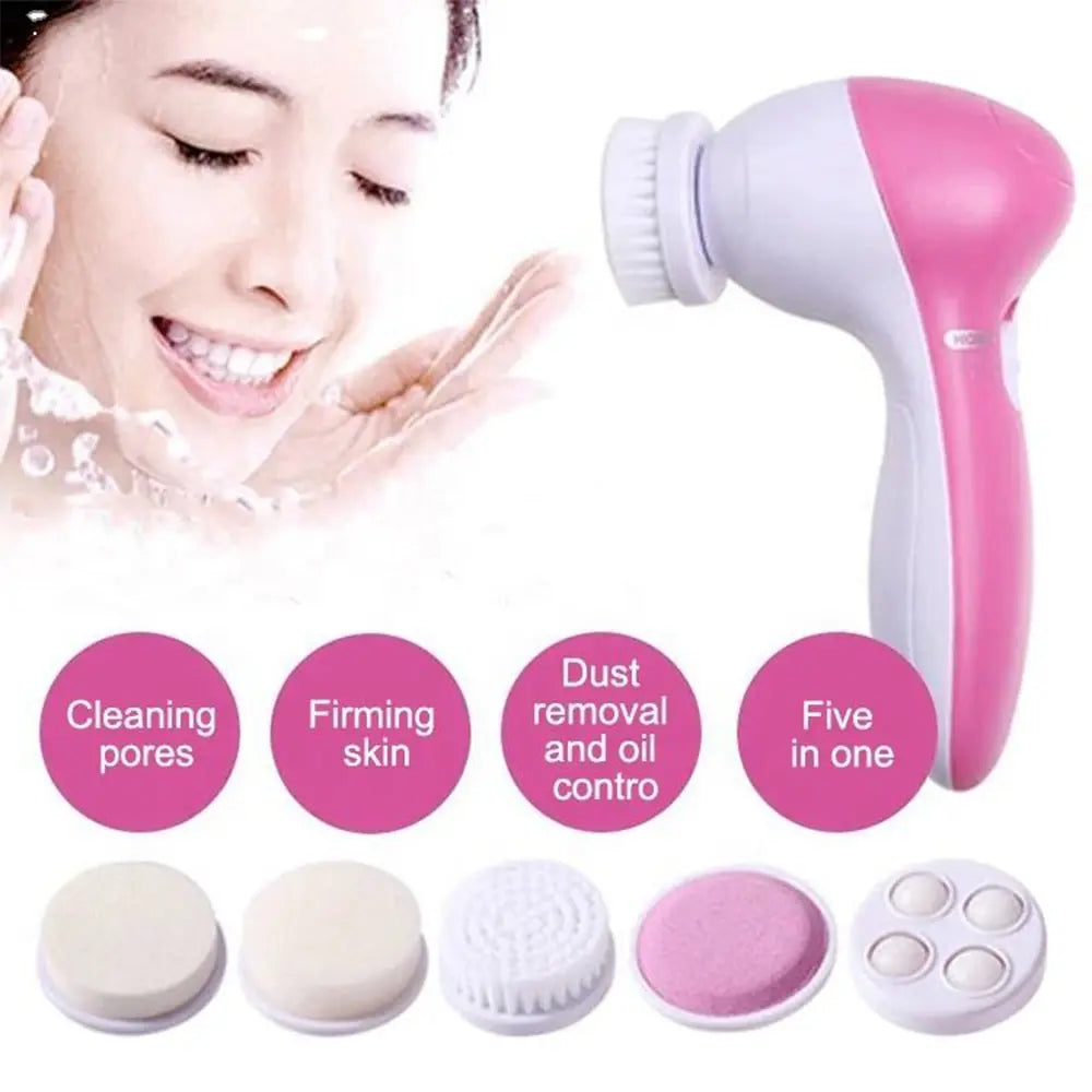 5-in-1 Electric Facial Cleansing Brush – Deep Clean Face Spa Massager
