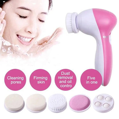 5-in-1 Electric Facial Cleansing Brush – Deep Clean Face Spa Massager
