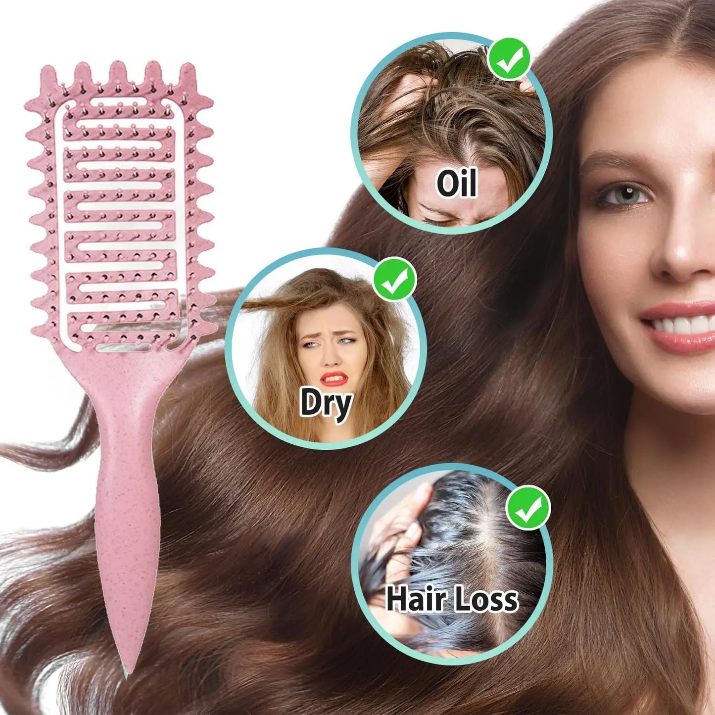 3-in-1 Curl Defining Hair Brush – Detangling Styling Comb for Curly Hair