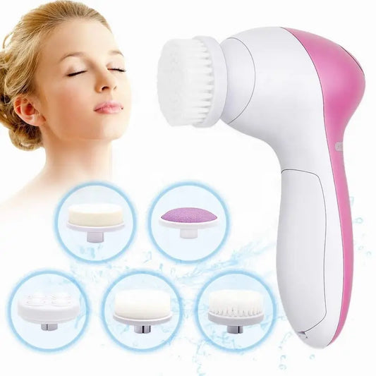 5-in-1 Electric Facial Cleansing Brush – Deep Clean Face Spa Massager