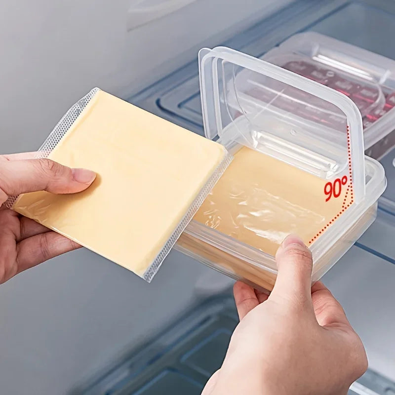 Clear Cheese Storage Container – Fridge Food Keeper Box with Lid