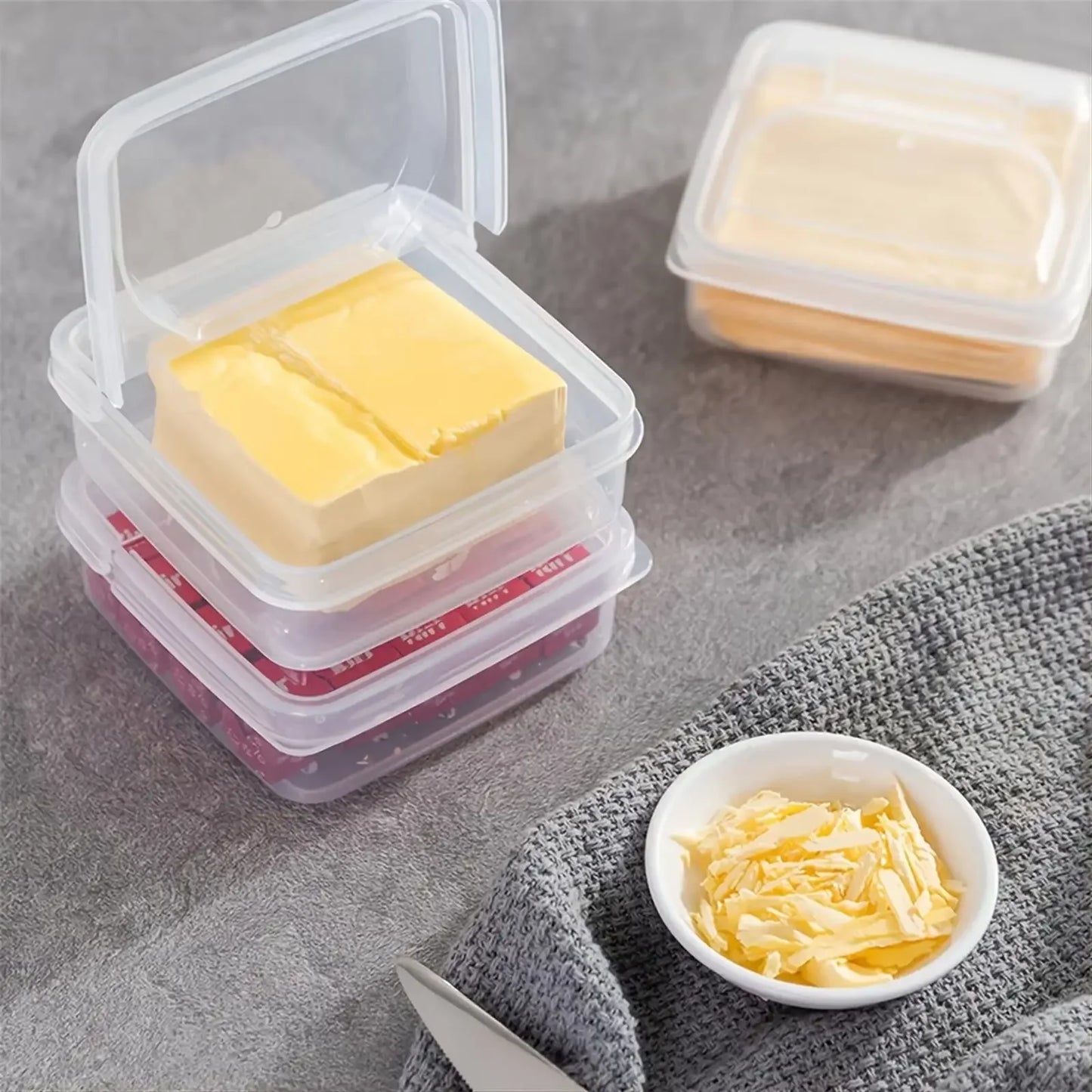 Clear Cheese Storage Container – Fridge Food Keeper Box with Lid