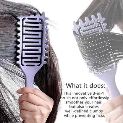 3-in-1 Curl Defining Hair Brush – Detangling Styling Comb for Curly Hair