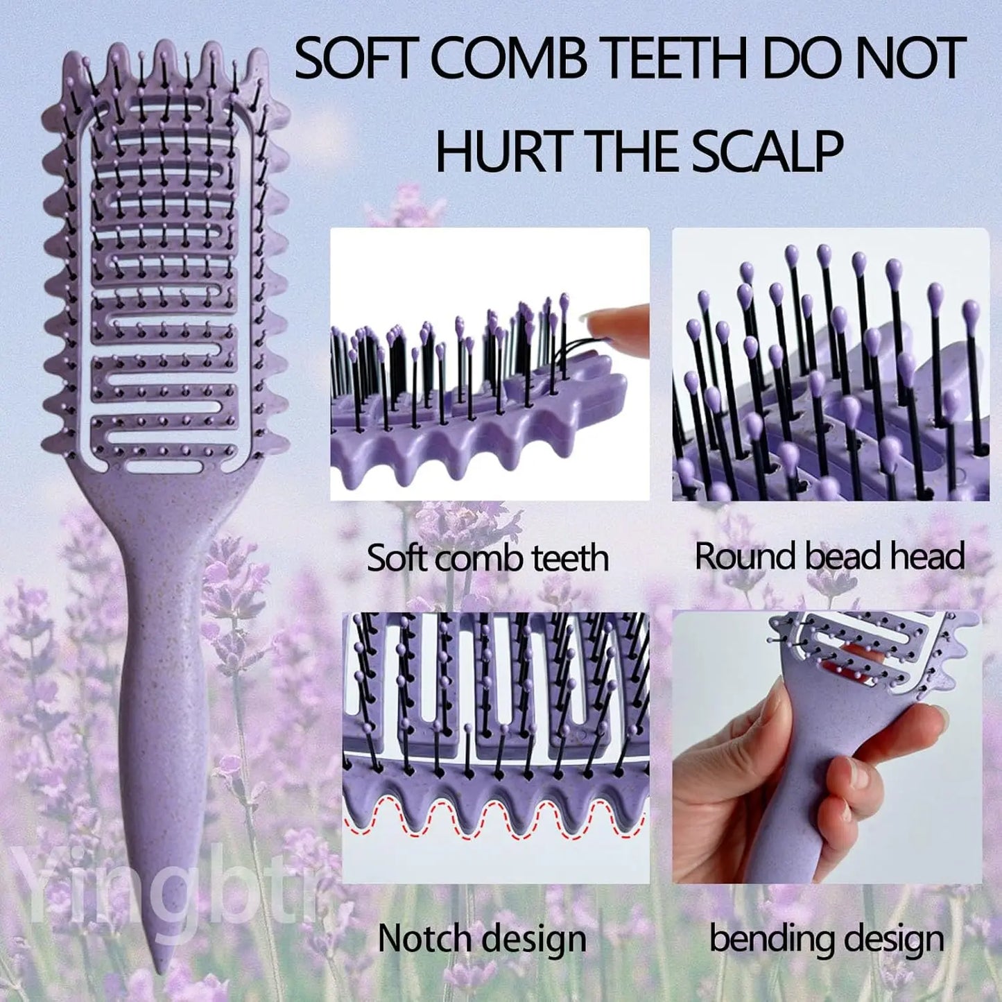 3-in-1 Curl Defining Hair Brush – Detangling Styling Comb for Curly Hair