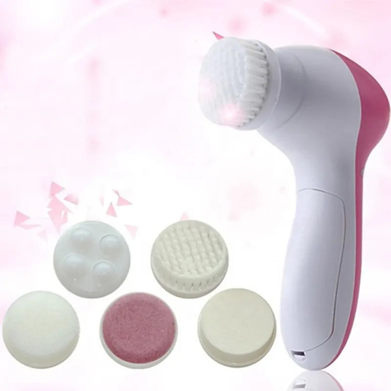 5-in-1 Electric Facial Cleansing Brush – Deep Clean Face Spa Massager