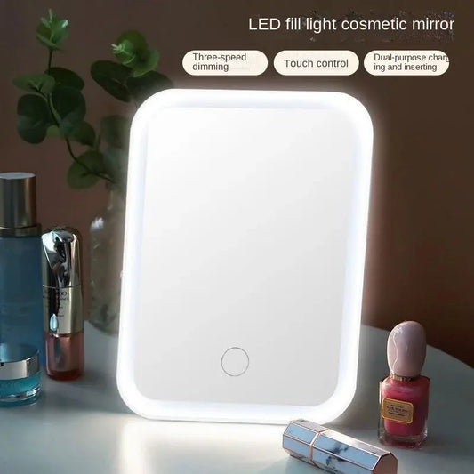 LED Touch Screen Makeup Mirror – Foldable USB Rechargeable Vanity Mirror