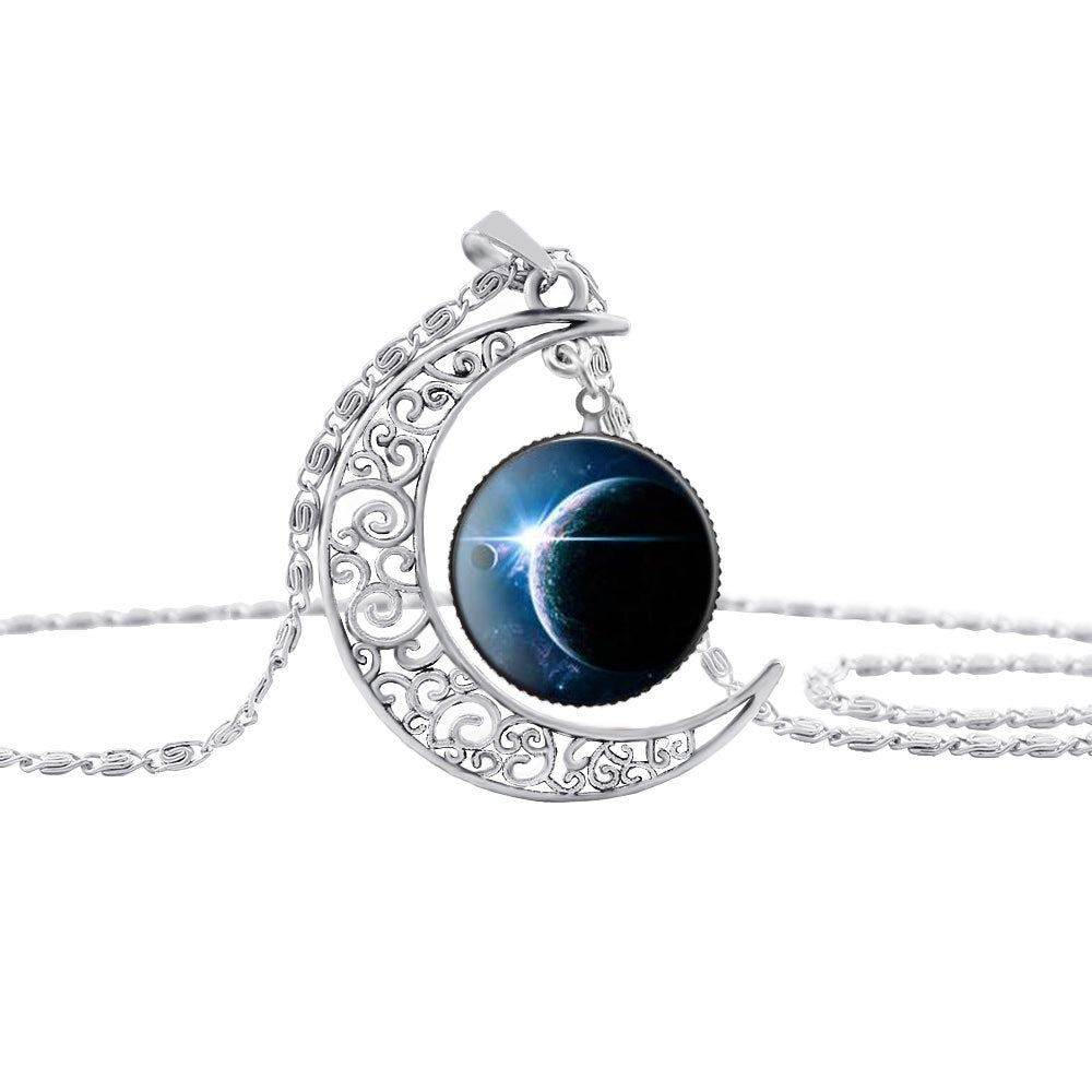 Celestial Moon Gemstone Necklace for Women