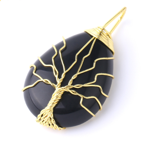 Tree of Life Crystal Teardrop Necklace