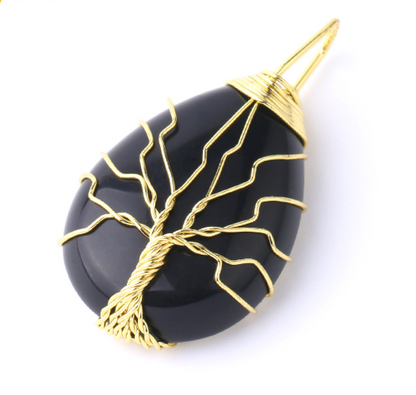 Tree of Life Crystal Teardrop Necklace