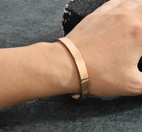 Luxury Roman Numeral Cuff Bracelet for Men & Women