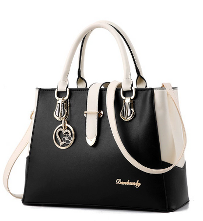 Elegant Color Block Tote Messenger Handbag