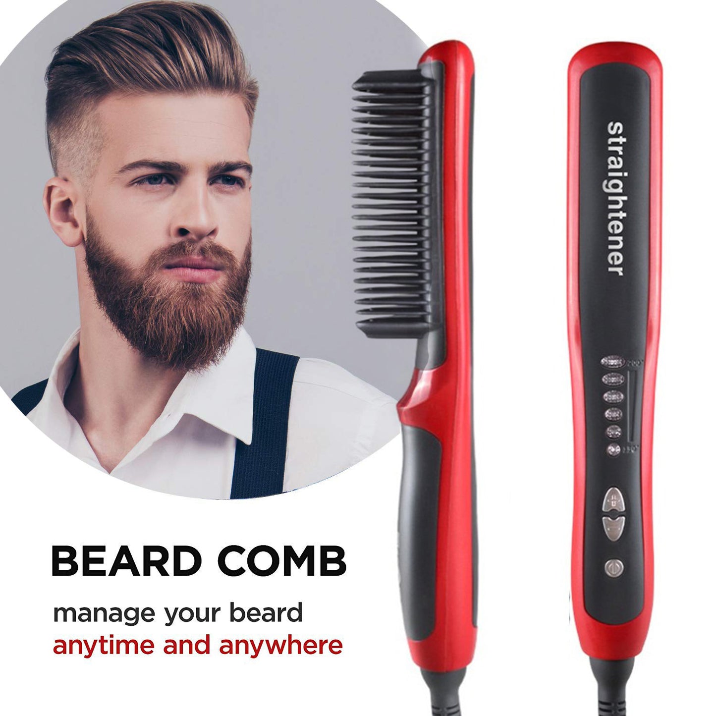 Professional Heated Hair Straightening Brush – Fast Heat Ceramic Hair Styling Comb for Smooth & Frizz-Free Hair