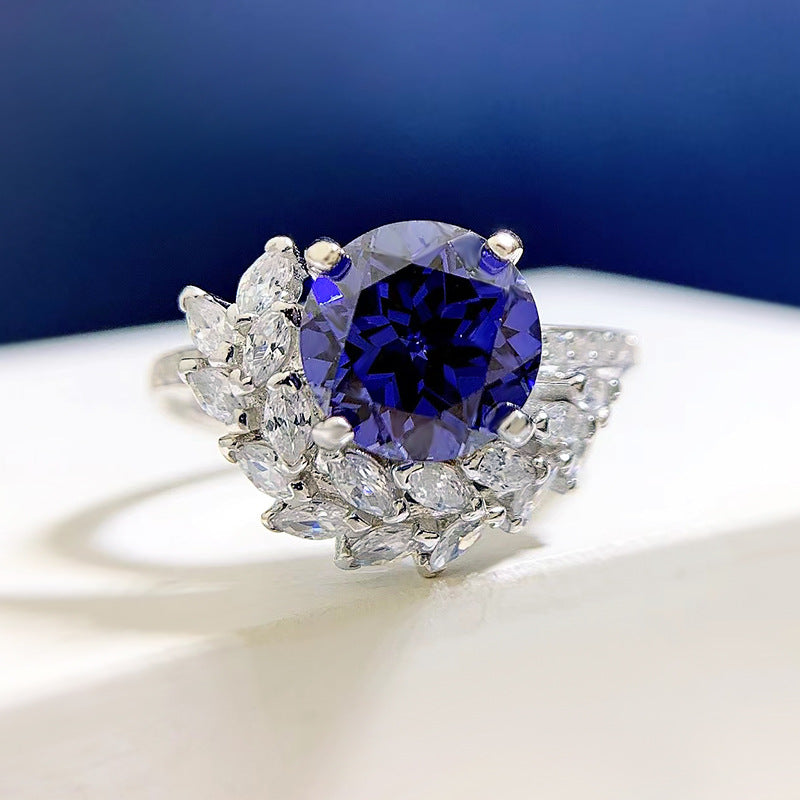 Luxury S925 Silver Crystal Engagement Ring for Women