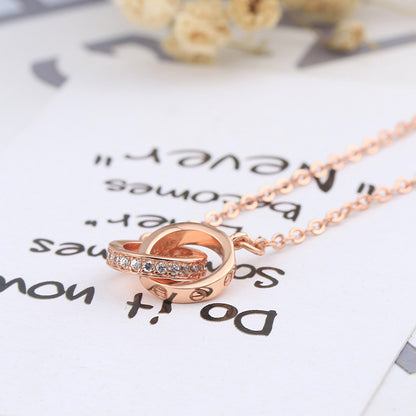 Luxury Double Ring Crystal Necklace
