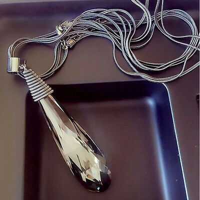 Korean Crystal Teardrop Pendant Necklace