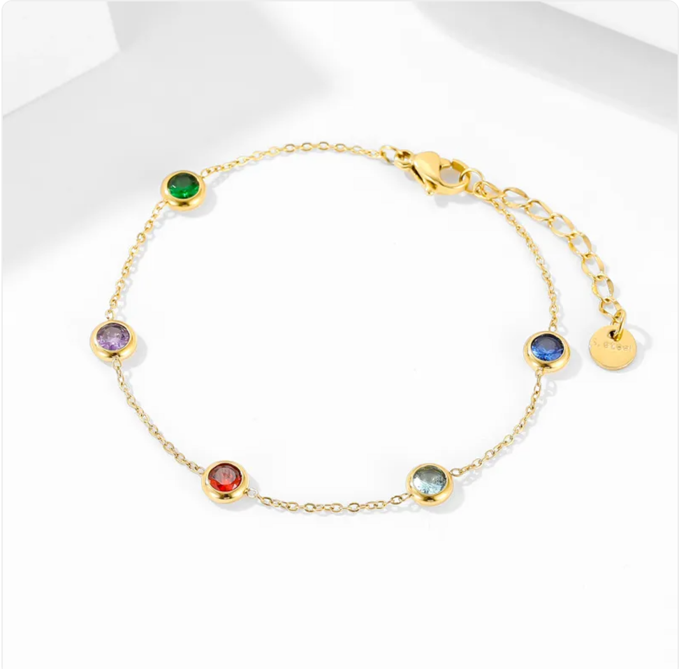 Color Gemstone Gold Bracelet