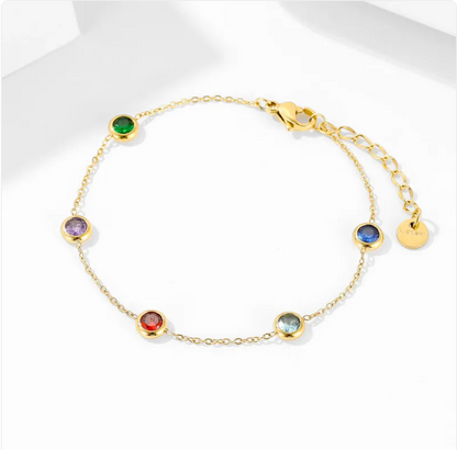 Color Gemstone Gold Bracelet