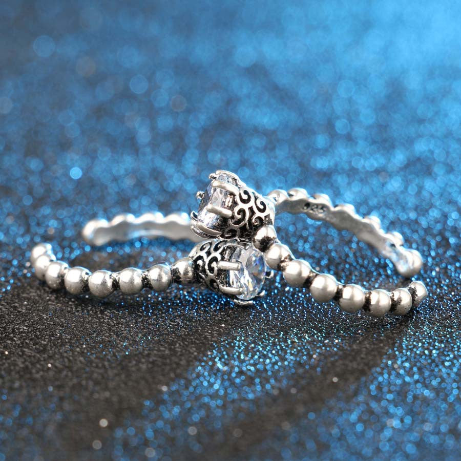 Luxury Silver Crystal Statement Ring