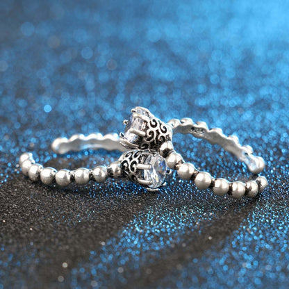 Luxury Silver Crystal Statement Ring