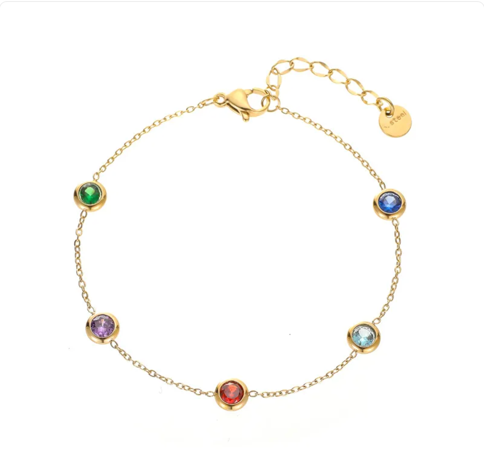 Color Gemstone Gold Bracelet