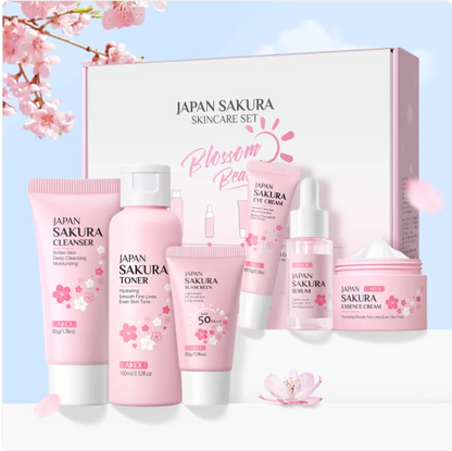 Cherry Blossom Skin Care 6-Piece Set – Hydrating & Brightening Facial Care Beauty Kit
