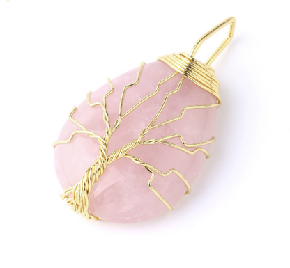 Tree of Life Crystal Teardrop Necklace