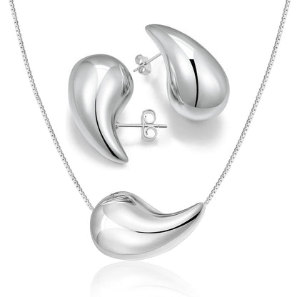 Luxury Silver Teardrop Jewelry Set