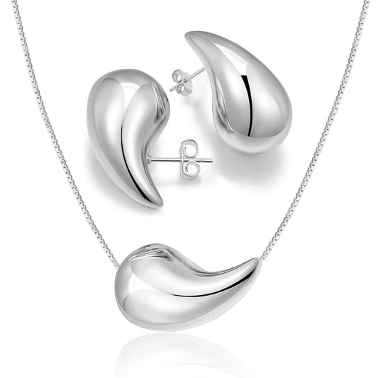 Luxury Silver Teardrop Jewelry Set