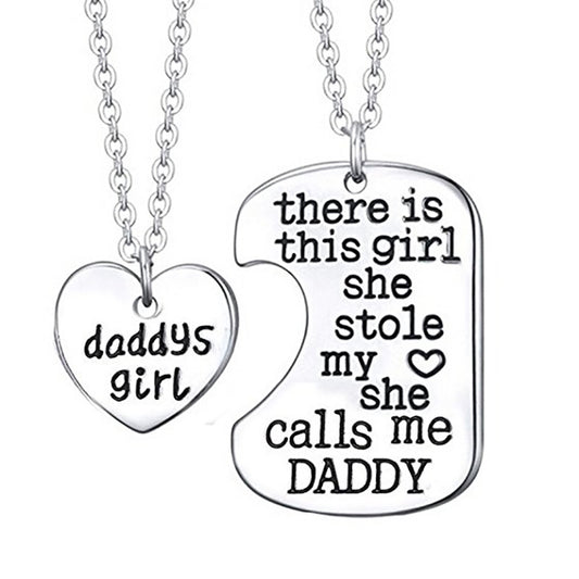 Daddy’s Girl Heart Pendant Necklace – Cute Family Love Necklace for Daughters