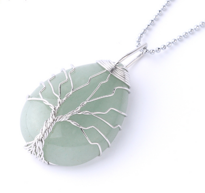 Tree of Life Crystal Teardrop Necklace