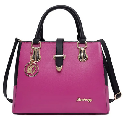 Elegant Color Block Tote Messenger Handbag