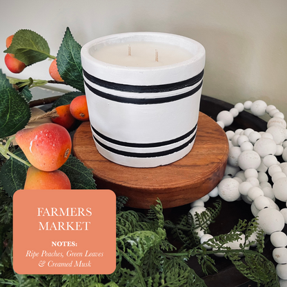 Luxury Striped Stone Soy Candle – Farmer’s Market