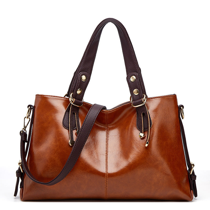 Large Capacity Soft Leather Tote Handbag – Elegant Women’s Shoulder Bag
