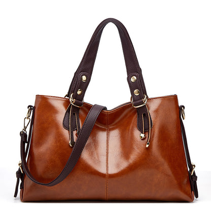Large Capacity Soft Leather Tote Handbag – Elegant Women’s Shoulder Bag