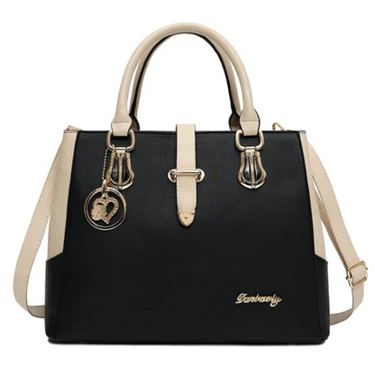 Elegant Color Block Tote Messenger Handbag