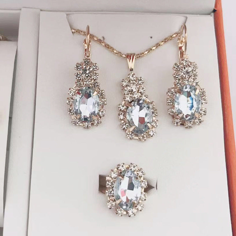 Luxury Teardrop Crystal Bridal Jewelry Set
