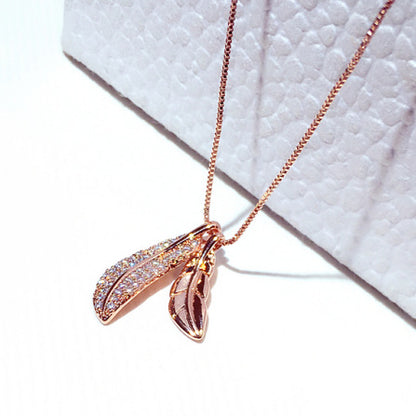 Luxury Korean Leaf Pendant Necklace for Women