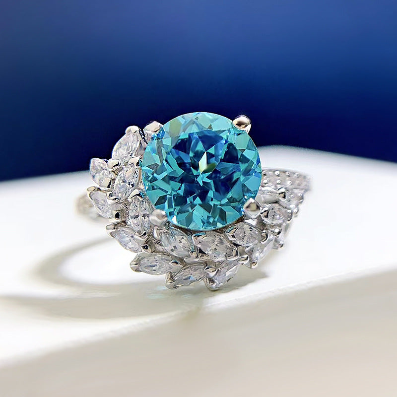 Luxury S925 Silver Crystal Engagement Ring for Women