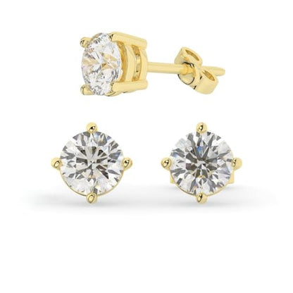 14K Gold Moissanite Stud Earrings – Round Cut Luxury Earrings
