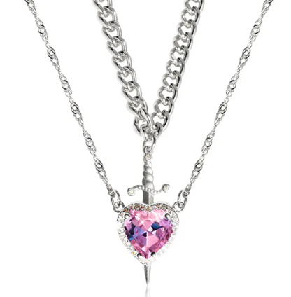 Gothic Heart Dagger Necklace for Couples