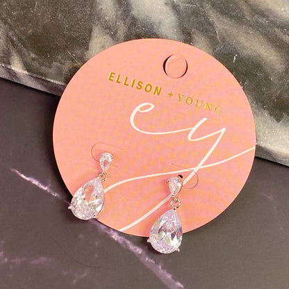 Diamond Look Teardrop Stud Earrings