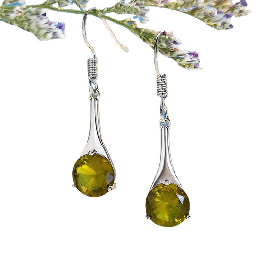 Olive Green Crystal Teardrop Earrings
